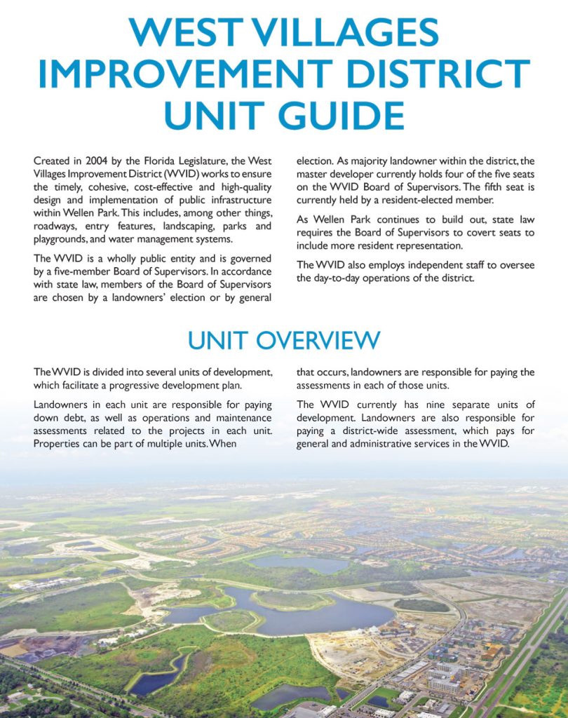 West Villages Improvement District Unit Guide